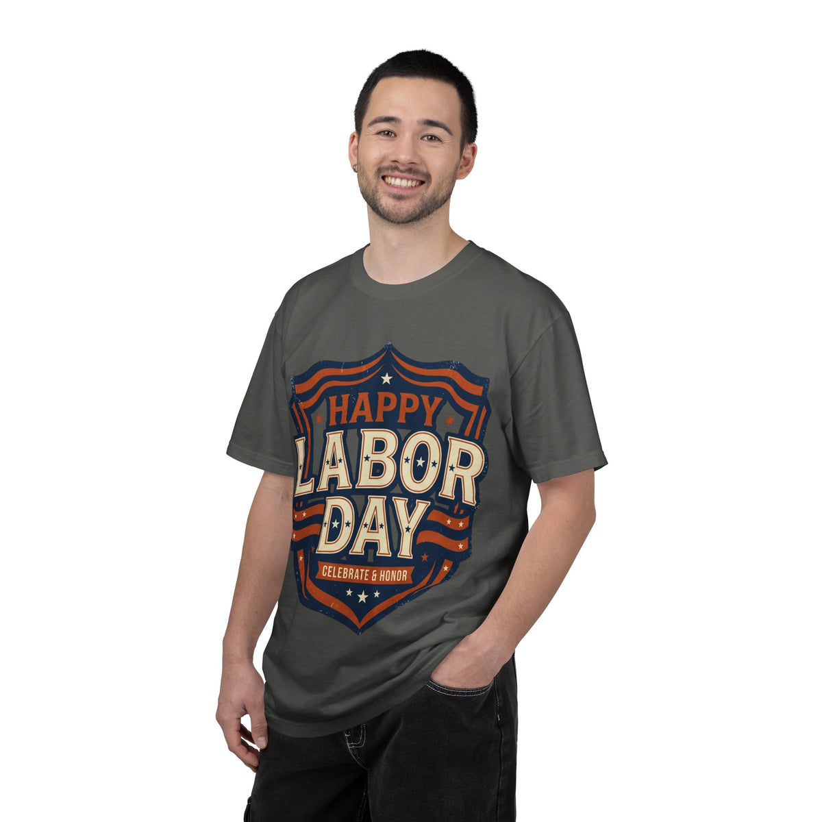 Happy Labor Day 'Celebrate & Honor' Shield Graphic T-Shirt