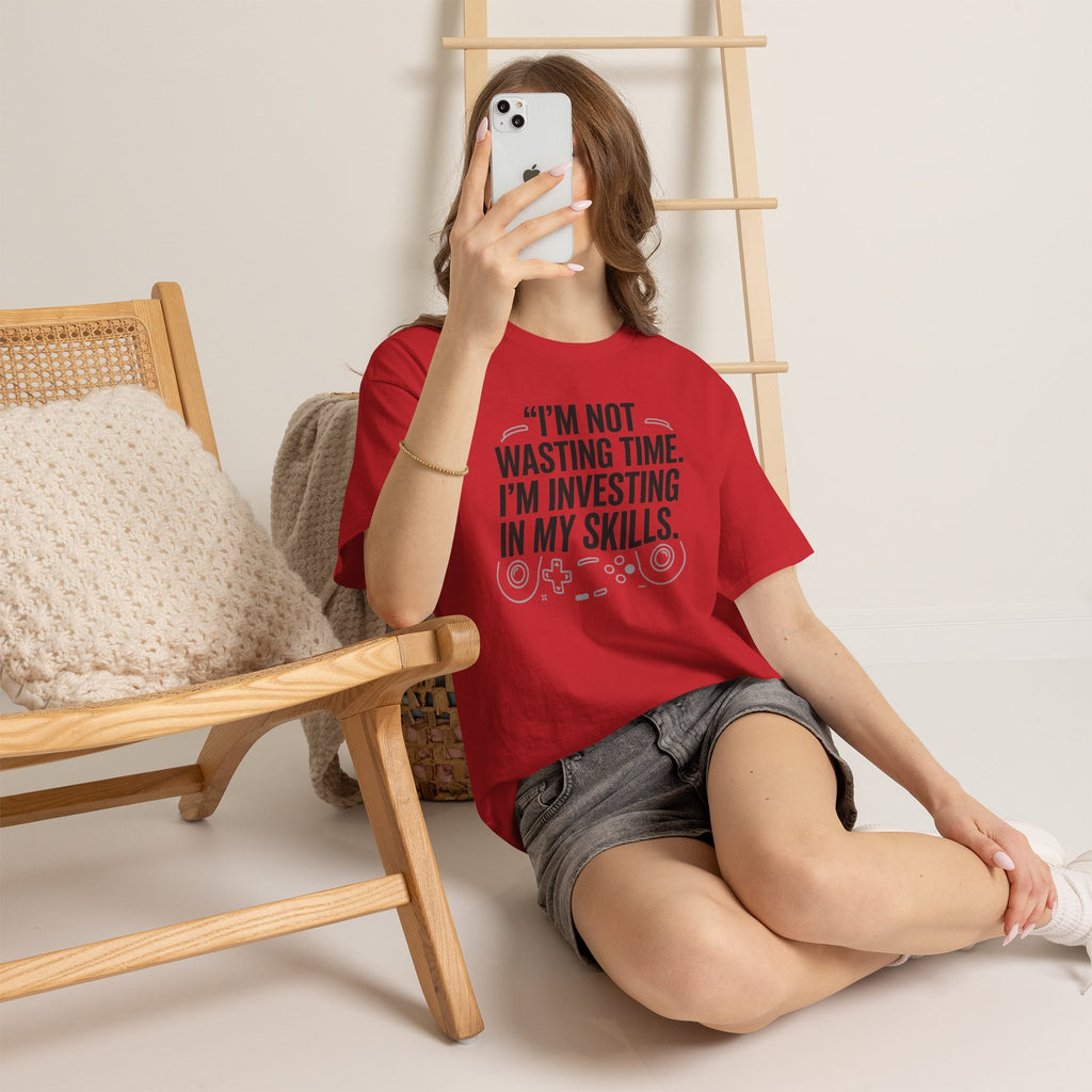 Gaming Tee - "I'm Not Wasting Time, I'm Investing In My Skills" Motivational Gamer T-Shirt