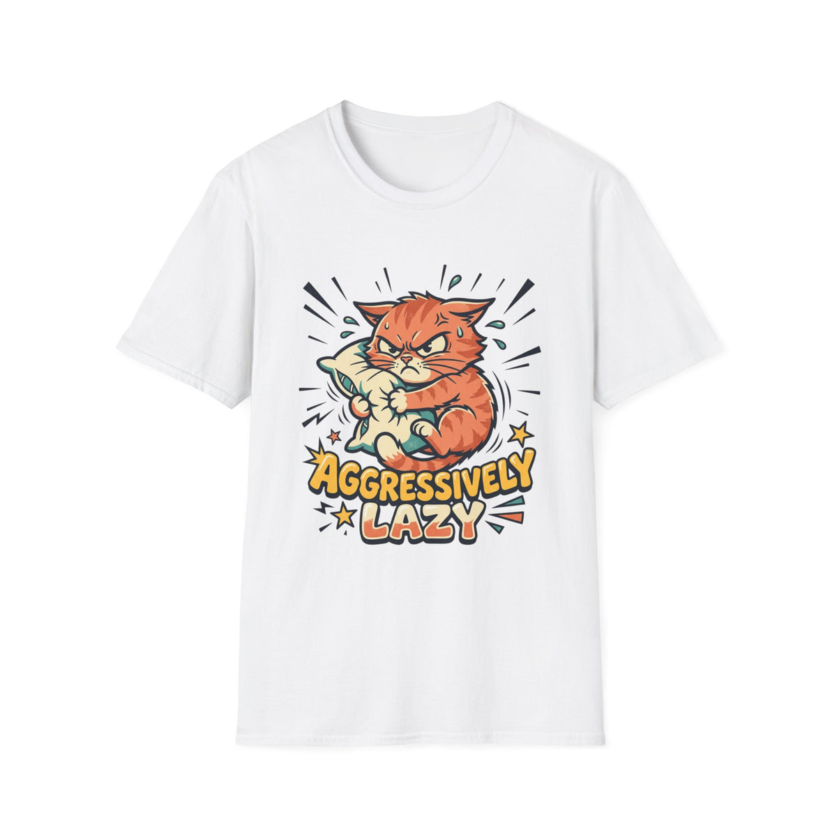 T-Shirt — Aggressively Lazy Cat Graphic Tee