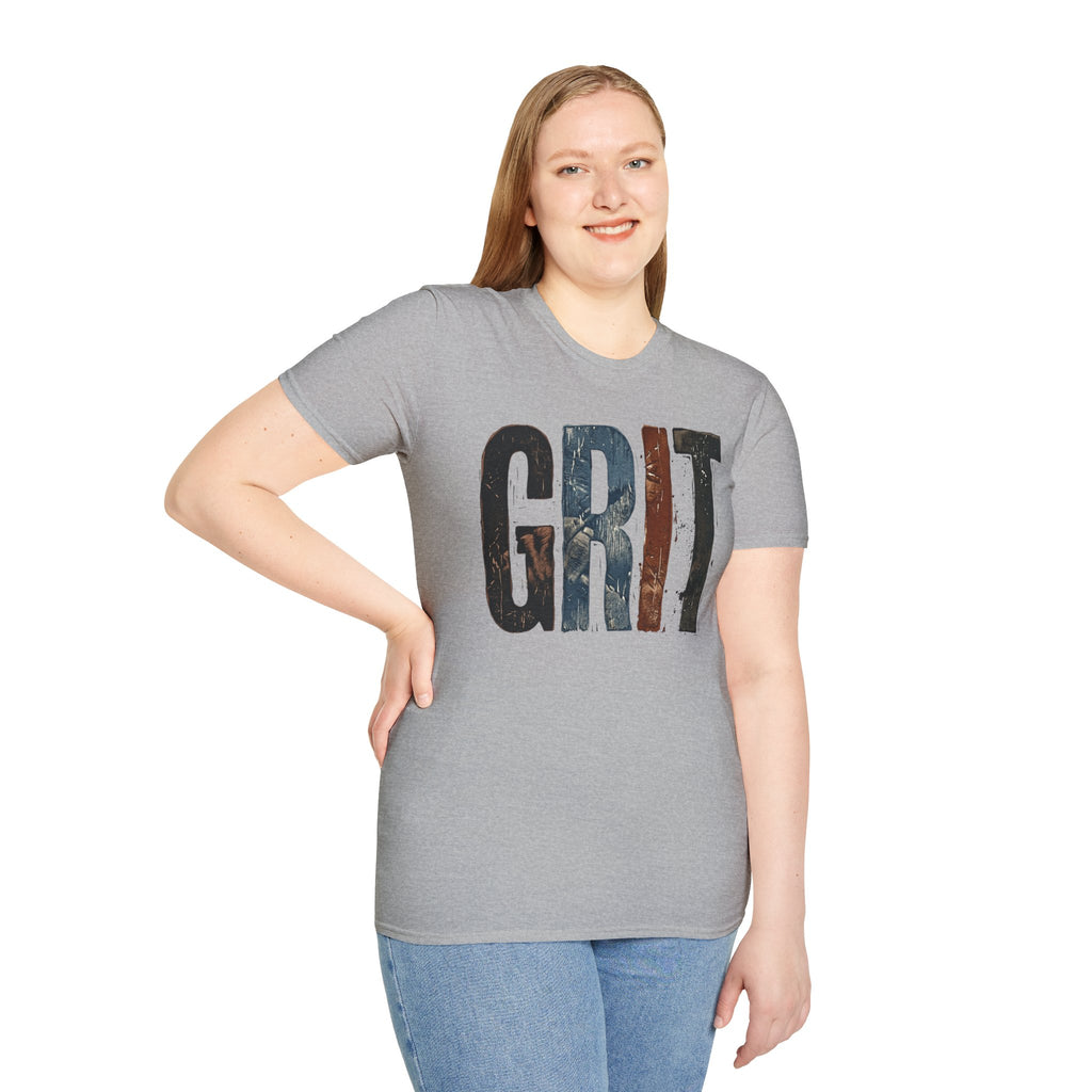 Grit Graphic T-Shirt — Rustic Patriotic Stripes Motivational Tee