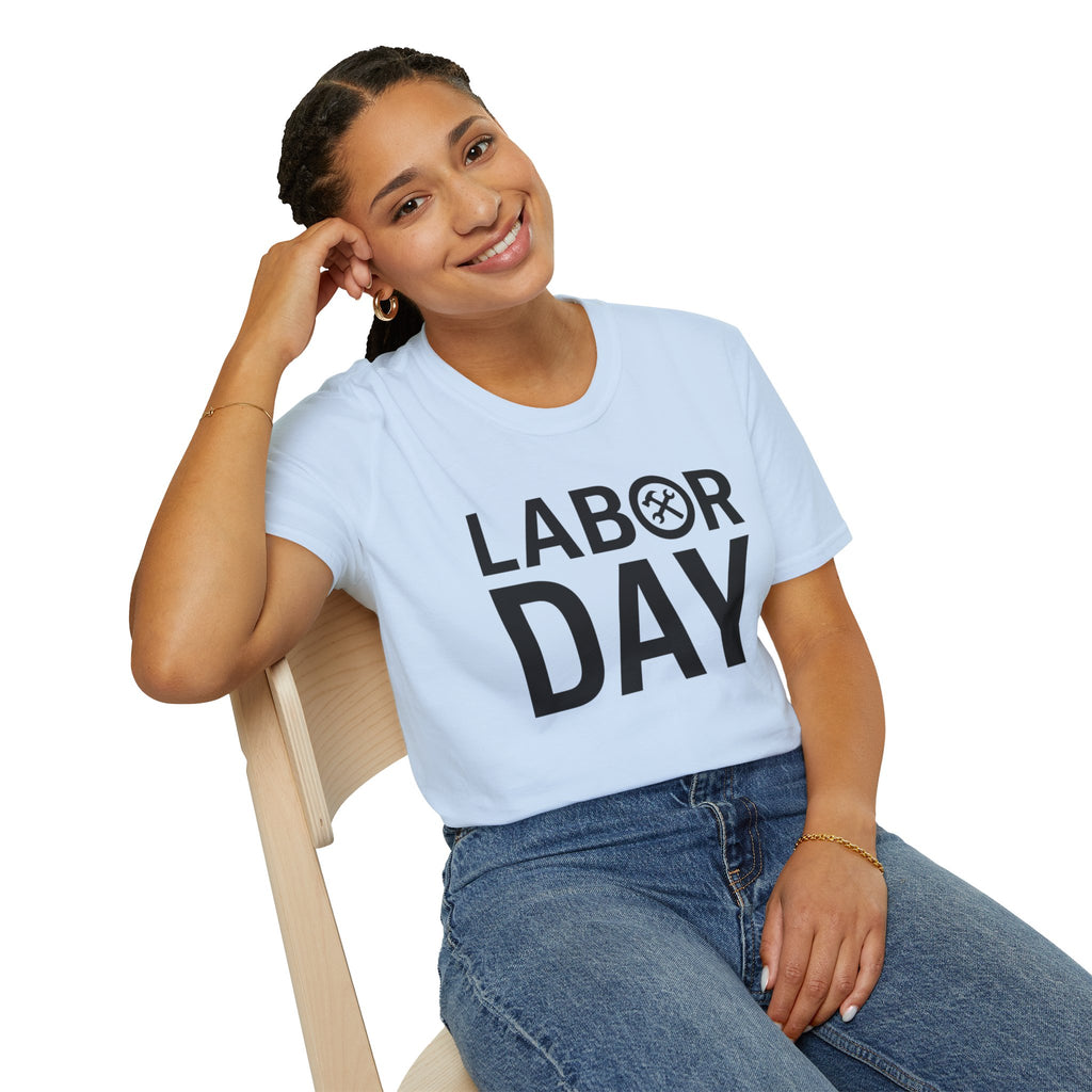 Labor Day Tools Graphic T-Shirt — Bold 'Labor Day' Text with Wrench & Hammer