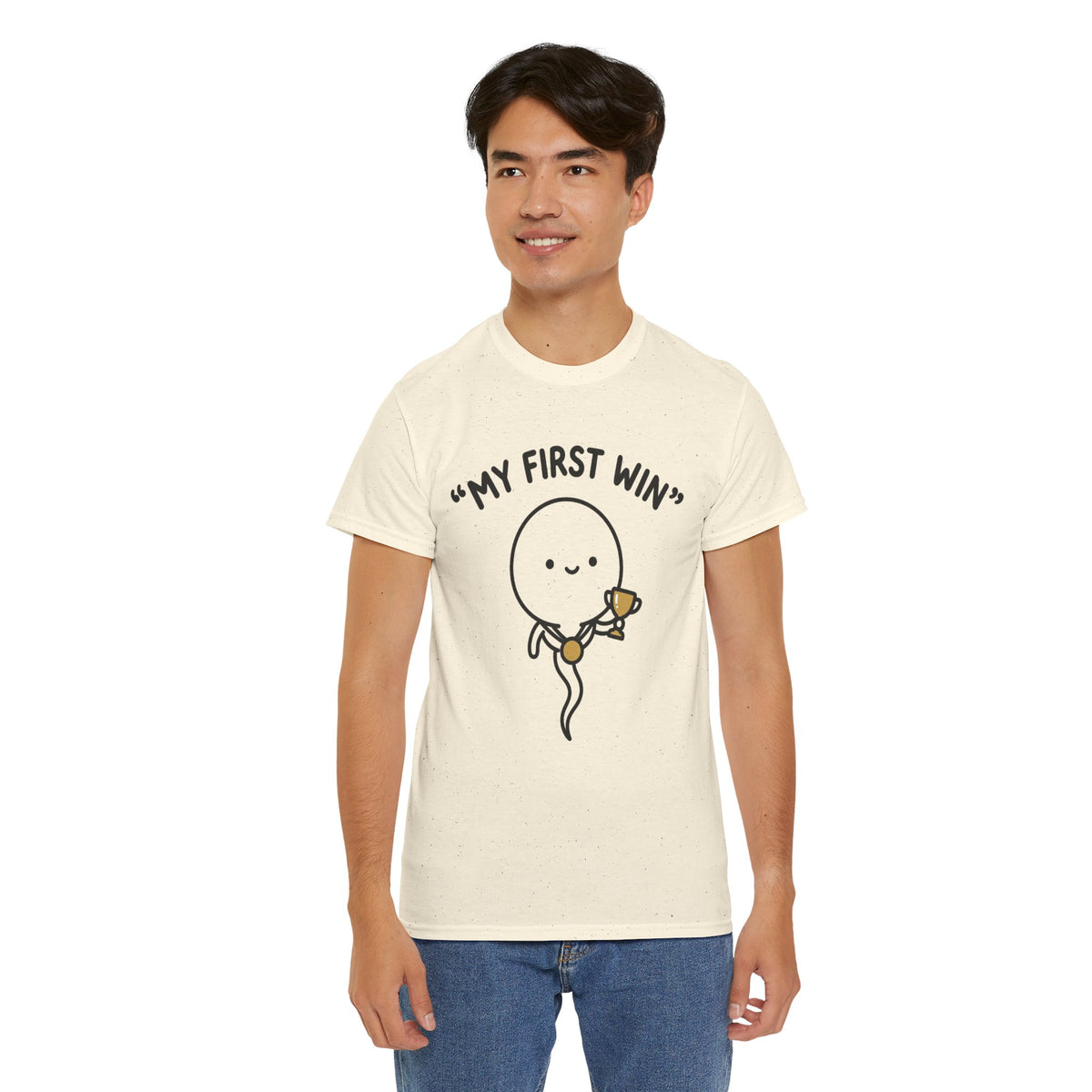 My First Win T-Shirt — Cute Sperm Trophy Graphic Tee