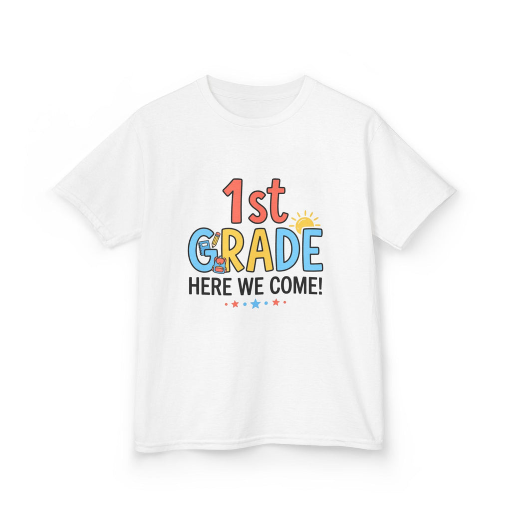 1st Grade Here We Come Kids T-Shirt — Back to School Shirt for Boys & Girls