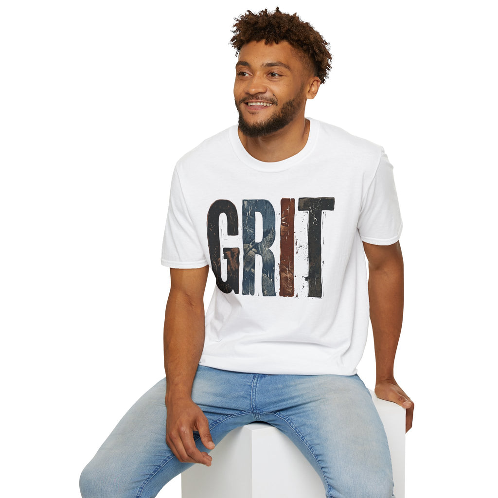 Grit Graphic T-Shirt — Rustic Patriotic Stripes Motivational Tee
