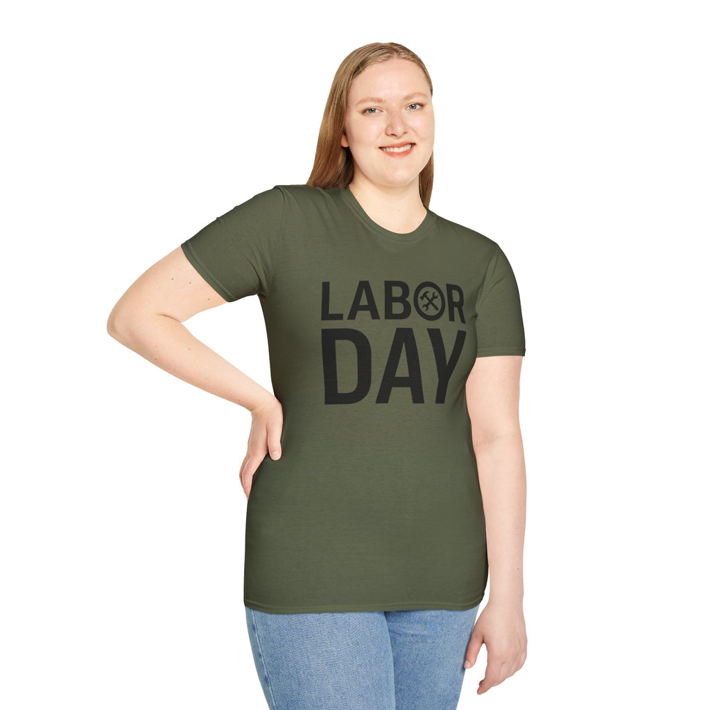 Labor Day Tools Graphic T-Shirt — Bold 'Labor Day' Text with Wrench & Hammer