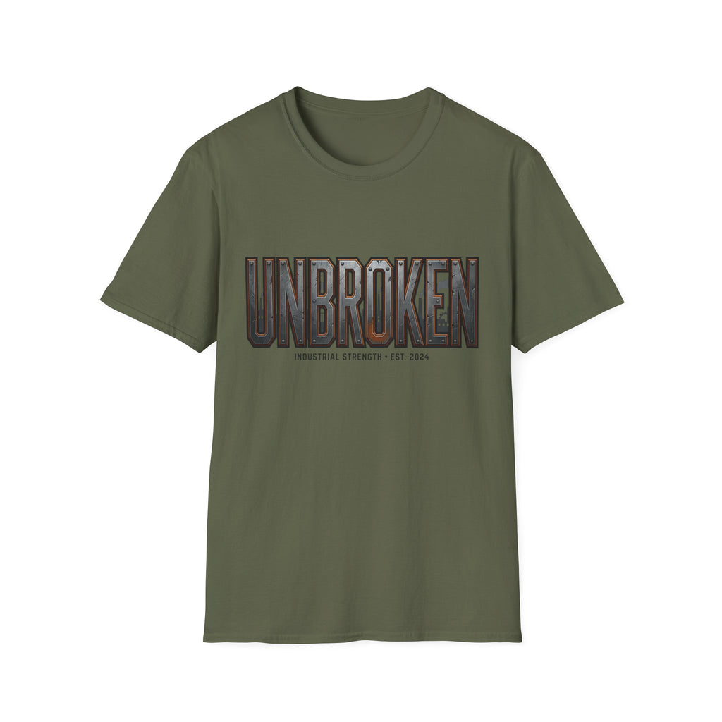 Unbroken Industrial Strength Graphic T‑Shirt — 'UNBROKEN' Bold Chest Design