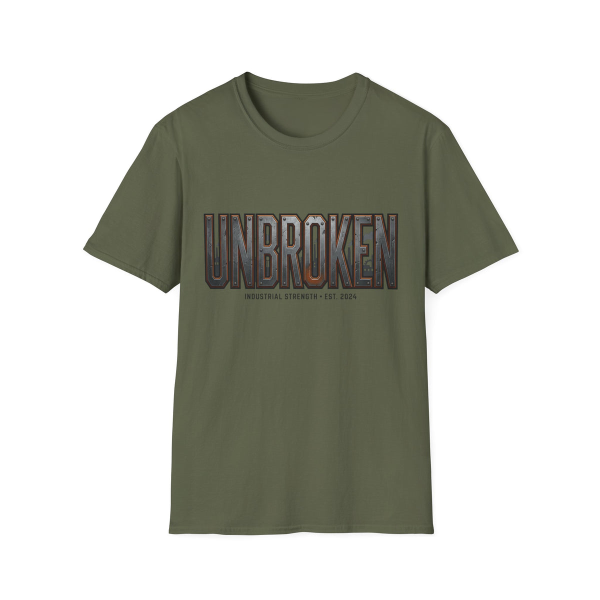 Unbroken Industrial Strength Graphic T‑Shirt — 'UNBROKEN' Bold Chest Design