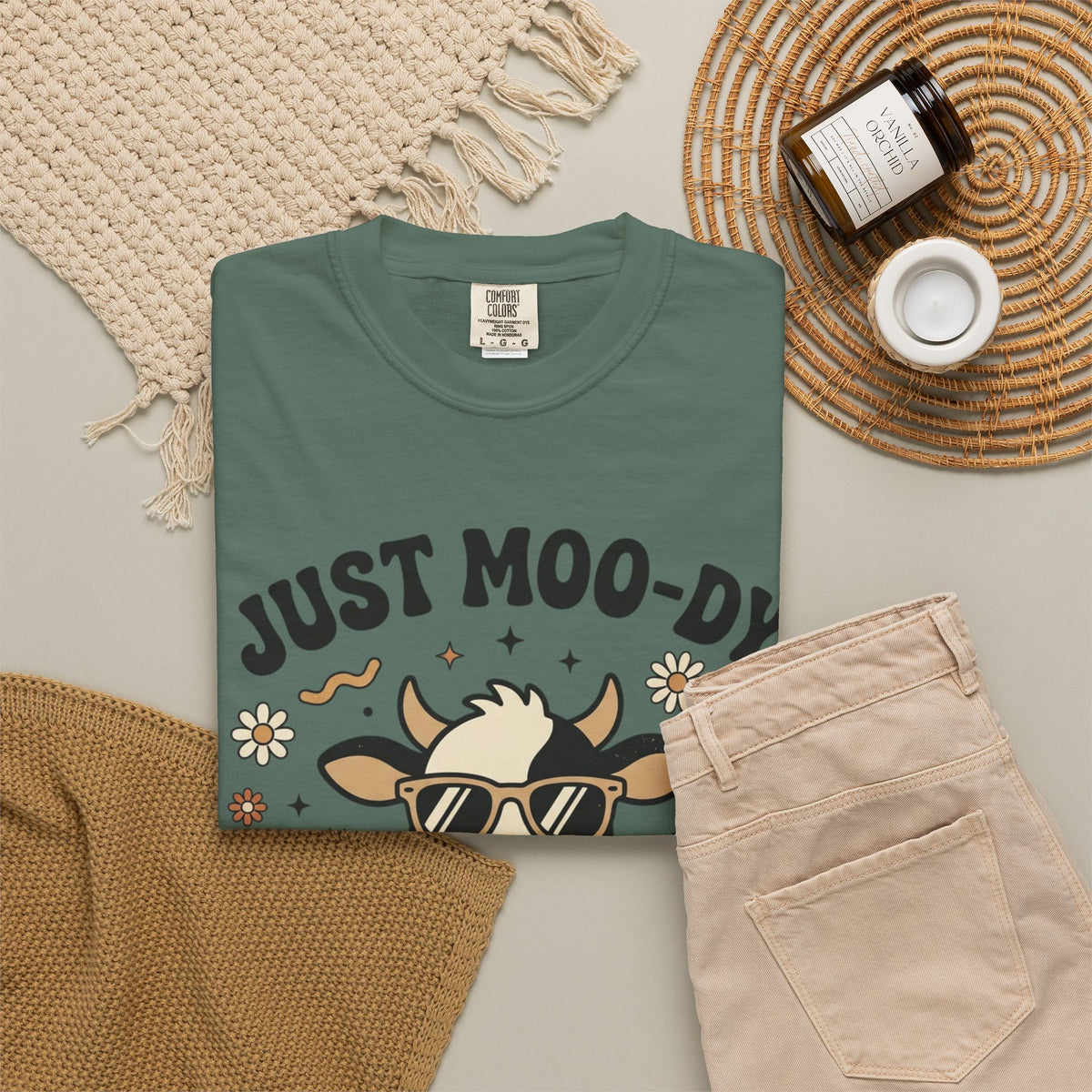 Just Moo-dy Cow T-Shirt — Cute Retro Cow Graphic Tee