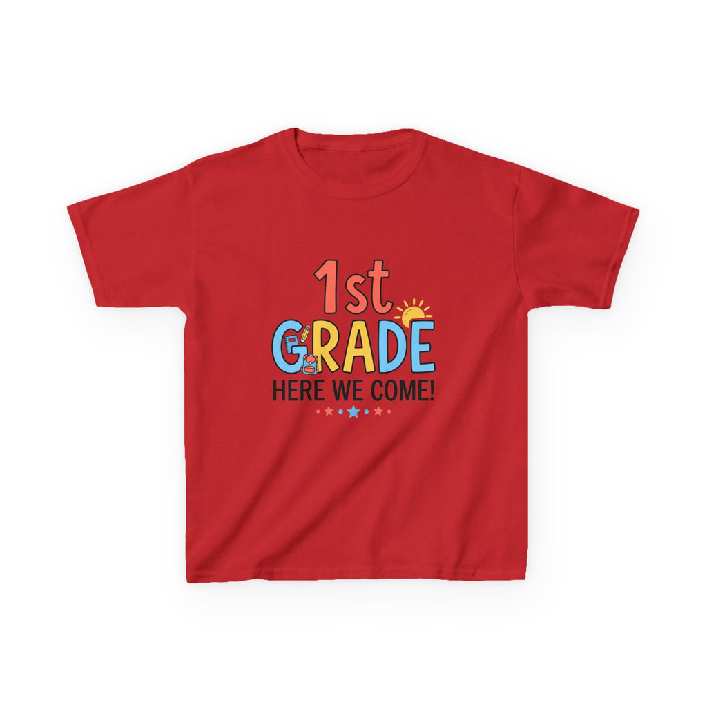 1st Grade Here We Come Kids T-Shirt — Back to School Shirt for Boys & Girls