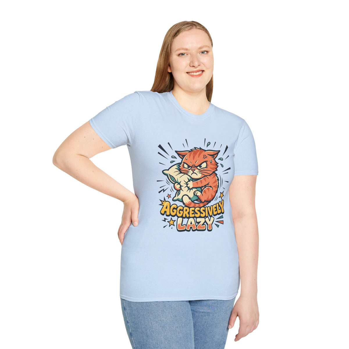 T-Shirt — Aggressively Lazy Cat Graphic Tee