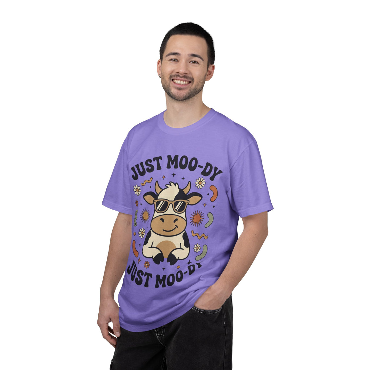 Just Moo-dy Cow T-Shirt — Cute Retro Cow Graphic Tee