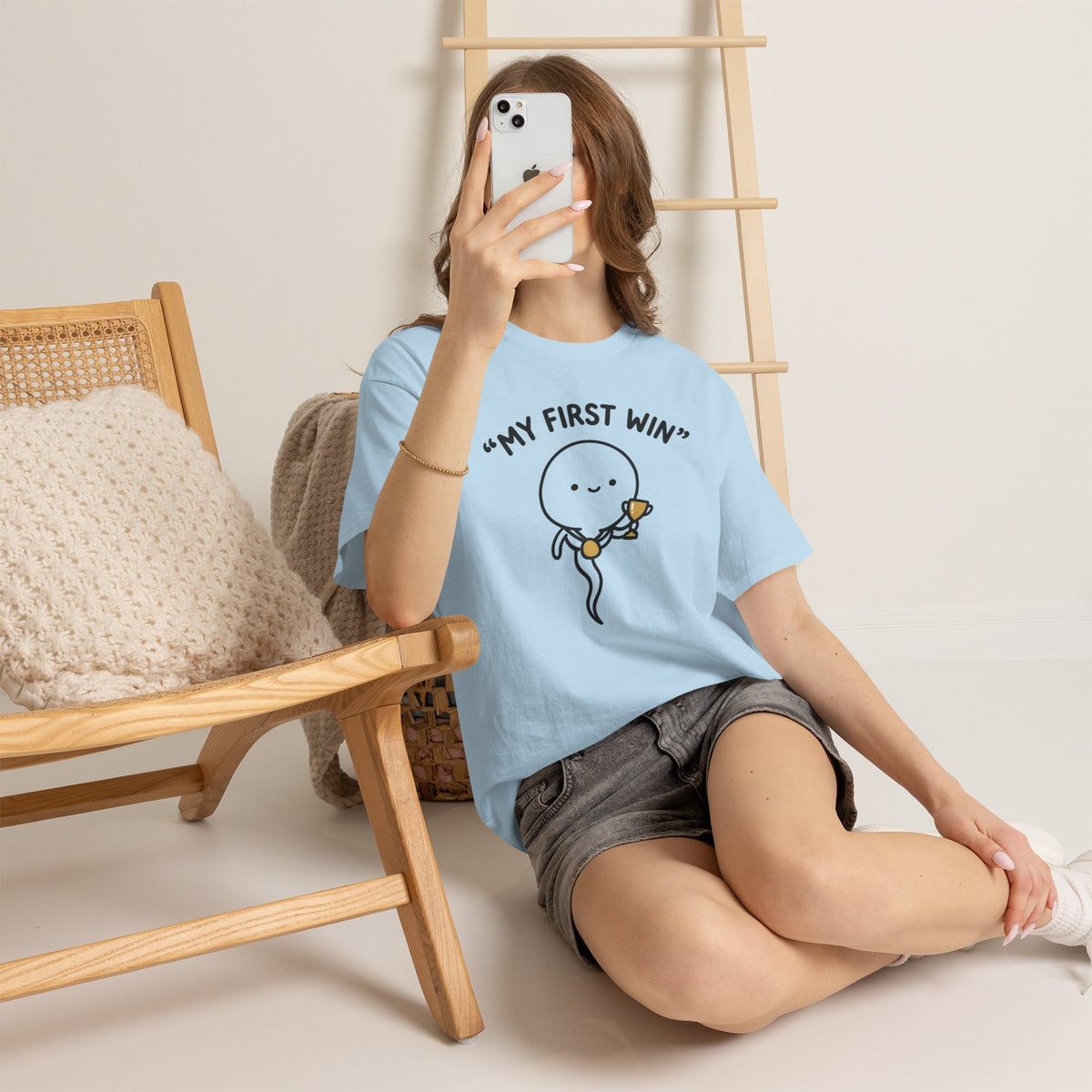 My First Win T-Shirt — Cute Sperm Trophy Graphic Tee