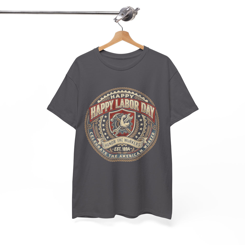 Happy Labor Day Tee – Vintage American Workers Emblem Shirt