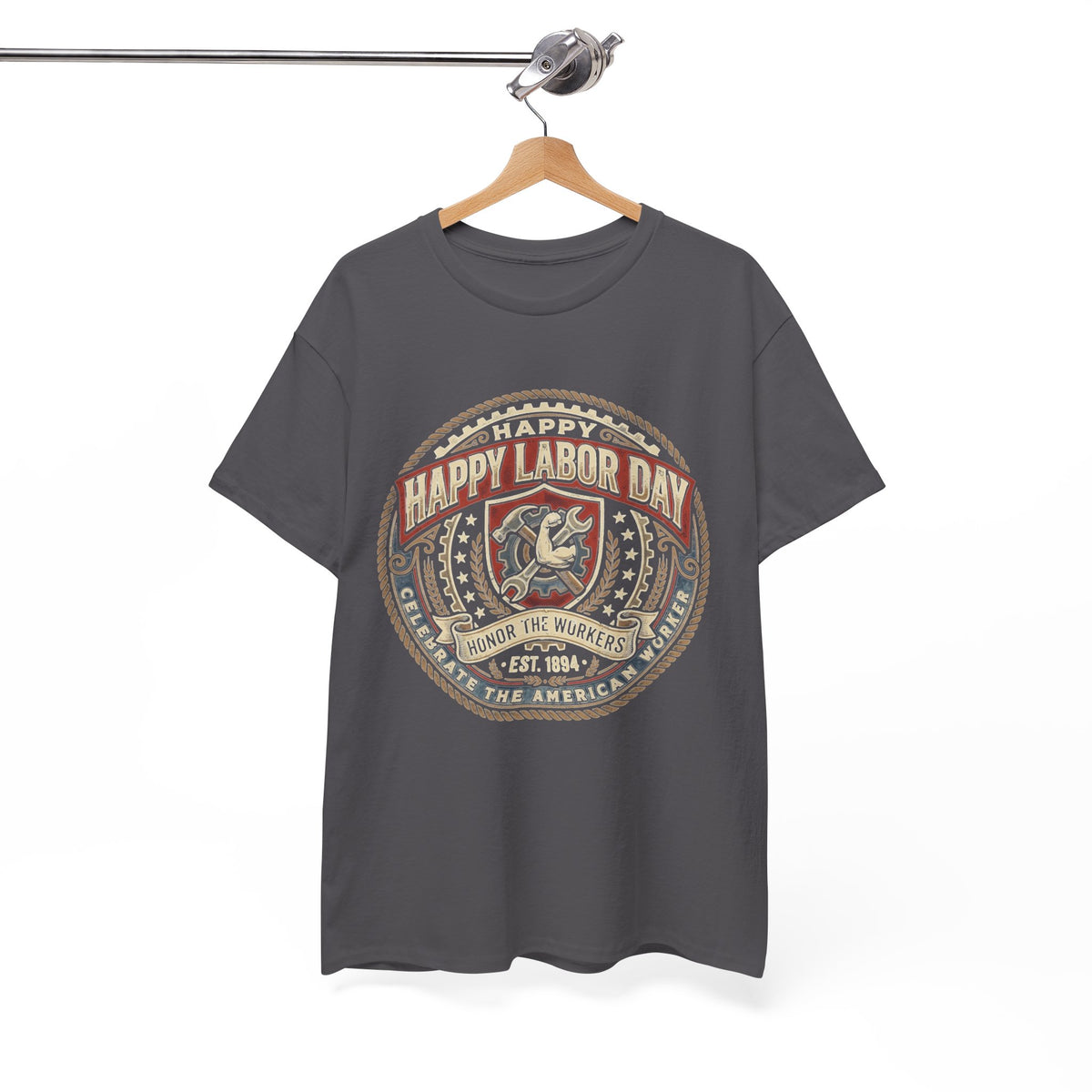 Happy Labor Day Tee – Vintage American Workers Emblem Shirt