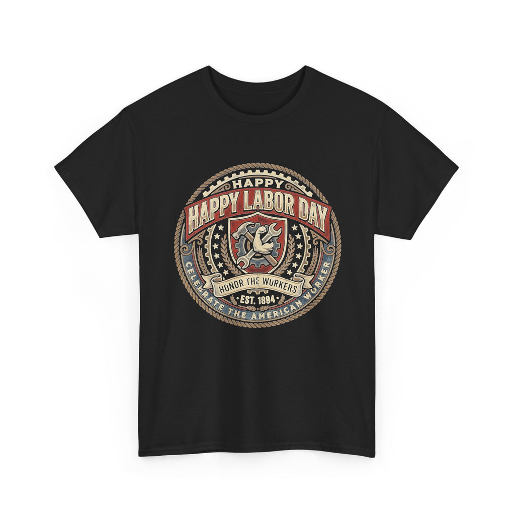 Happy Labor Day Tee – Vintage American Workers Emblem Shirt