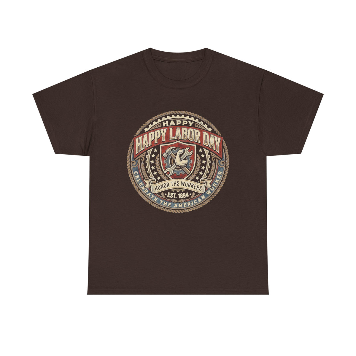 Happy Labor Day Tee – Vintage American Workers Emblem Shirt