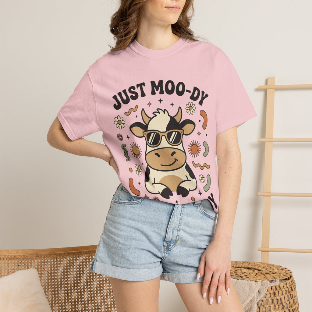Just Moo-dy Cow T-Shirt — Cute Retro Cow Graphic Tee