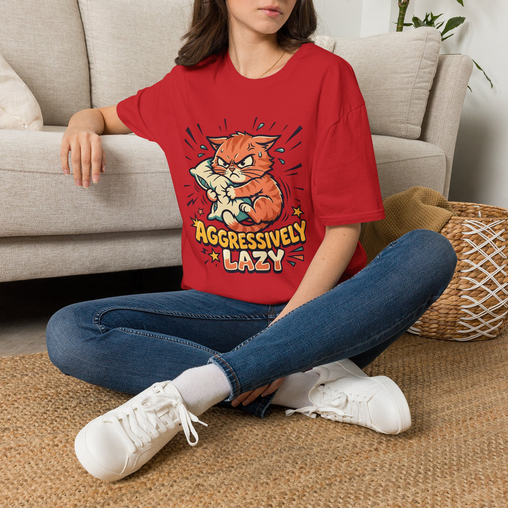 T-Shirt — Aggressively Lazy Cat Graphic Tee