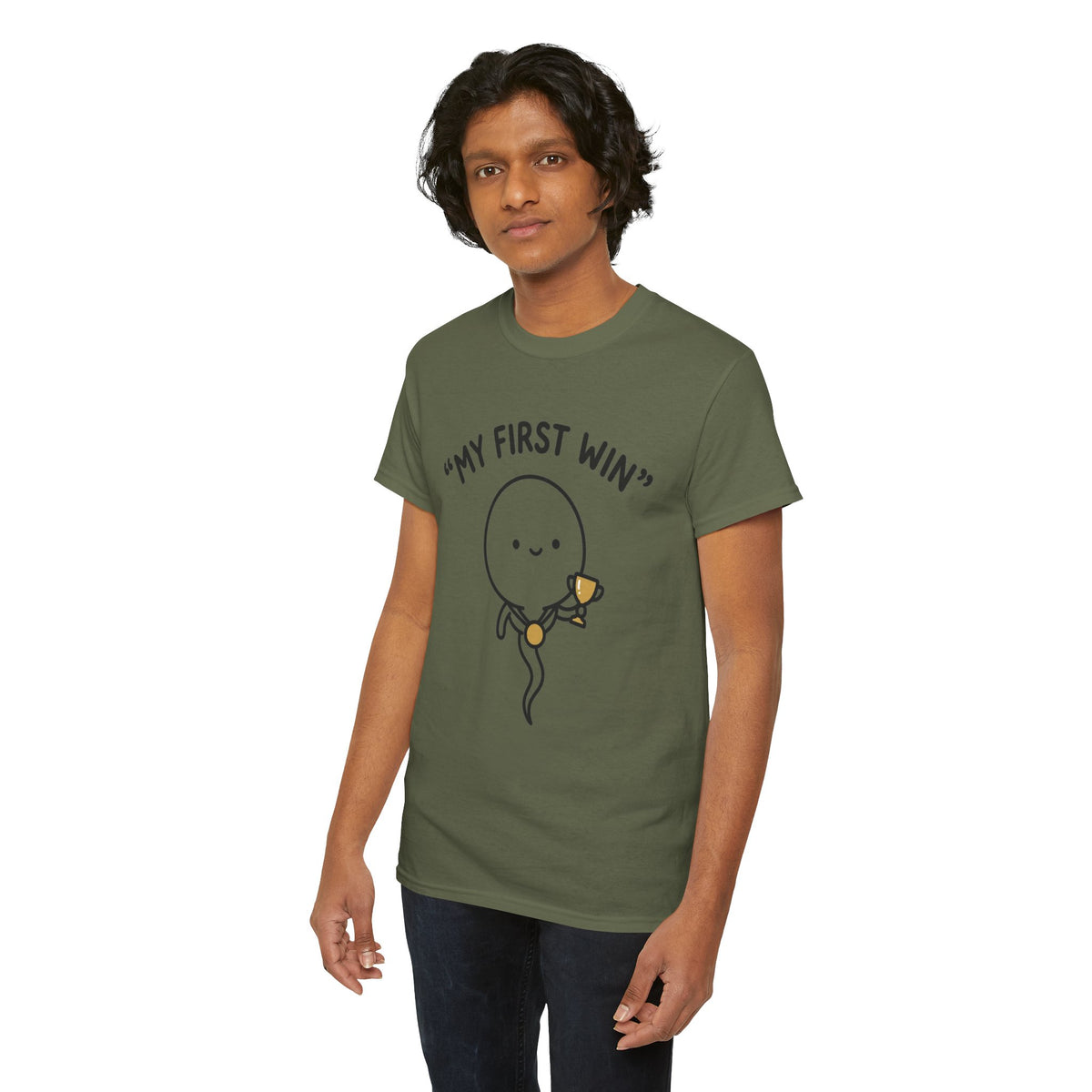 My First Win T-Shirt — Cute Sperm Trophy Graphic Tee