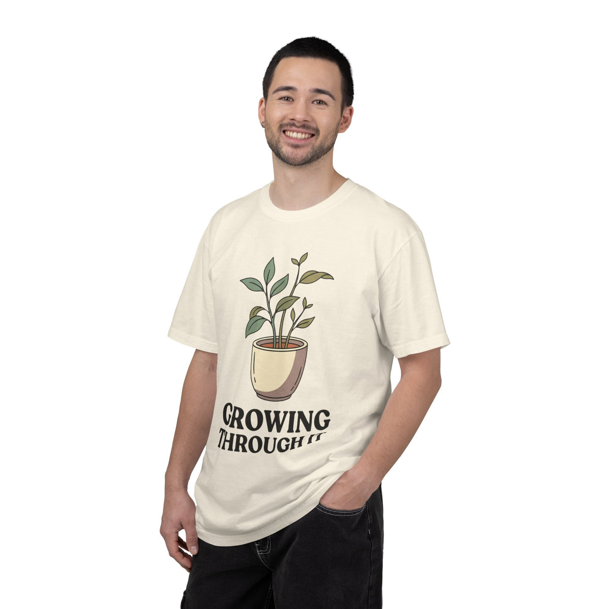 Growing Through It Plant Tee — Self Growth Graphic T-Shirt