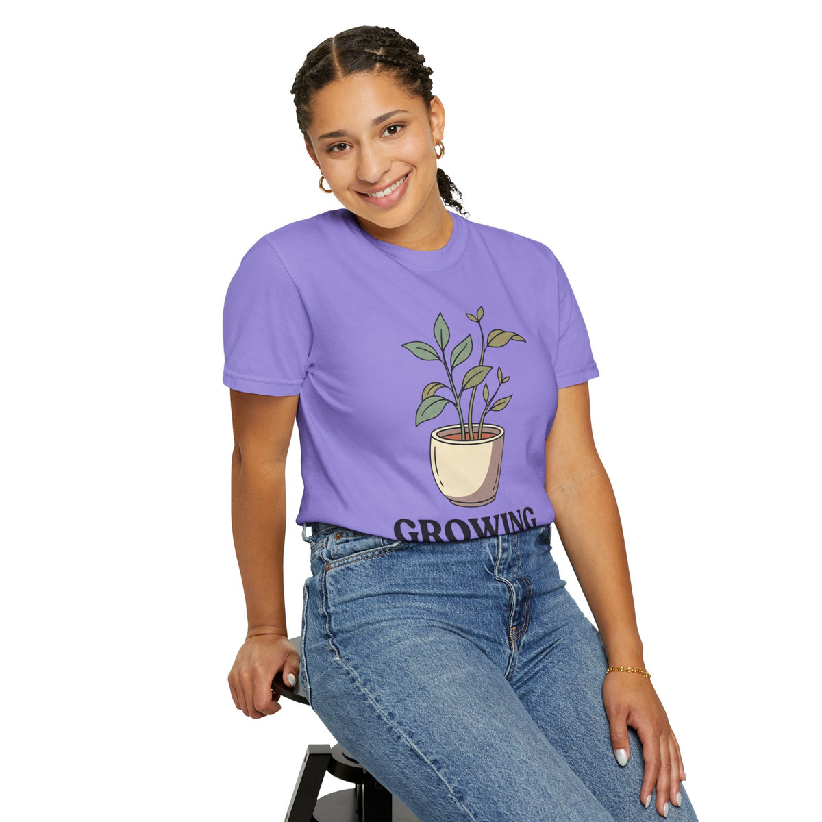 Growing Through It Plant Tee — Self Growth Graphic T-Shirt