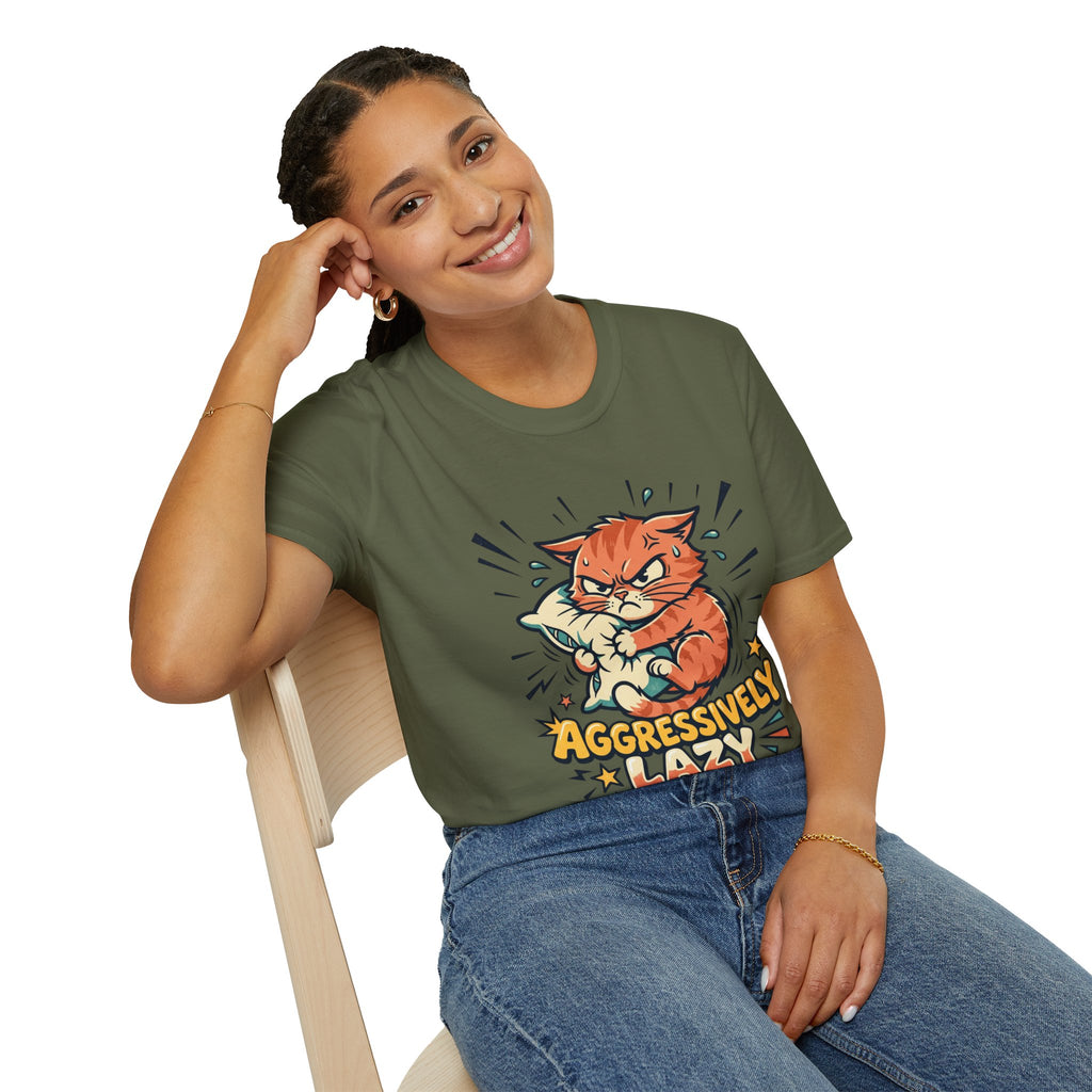 T-Shirt — Aggressively Lazy Cat Graphic Tee