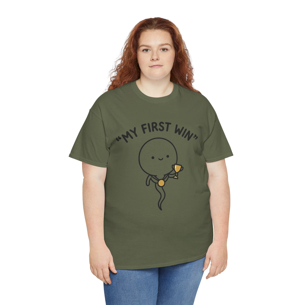 My First Win T-Shirt — Cute Sperm Trophy Graphic Tee
