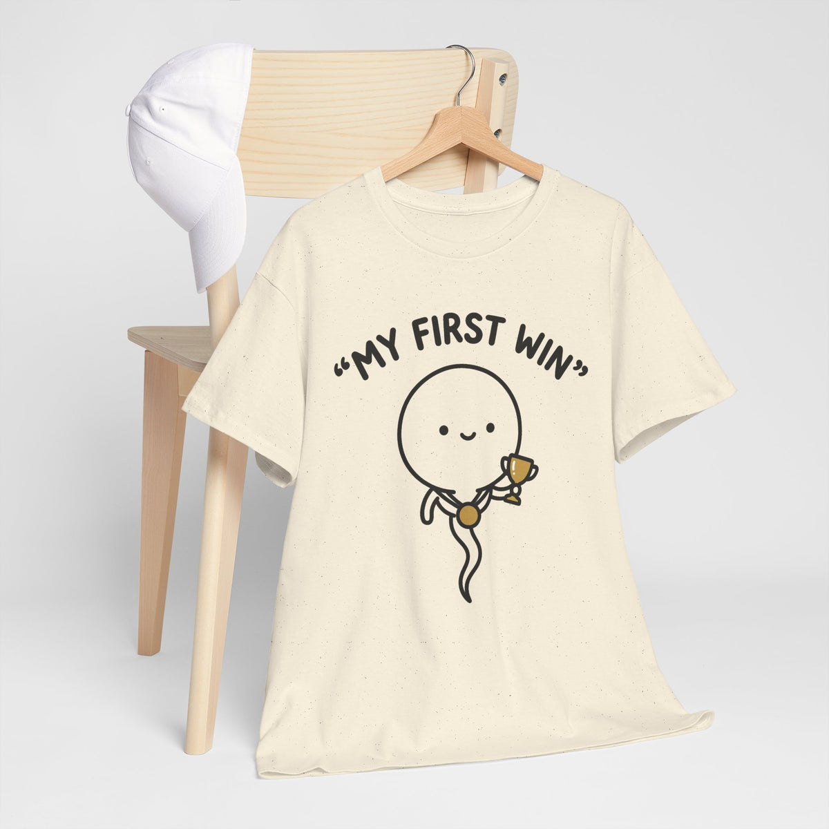 My First Win T-Shirt — Cute Sperm Trophy Graphic Tee