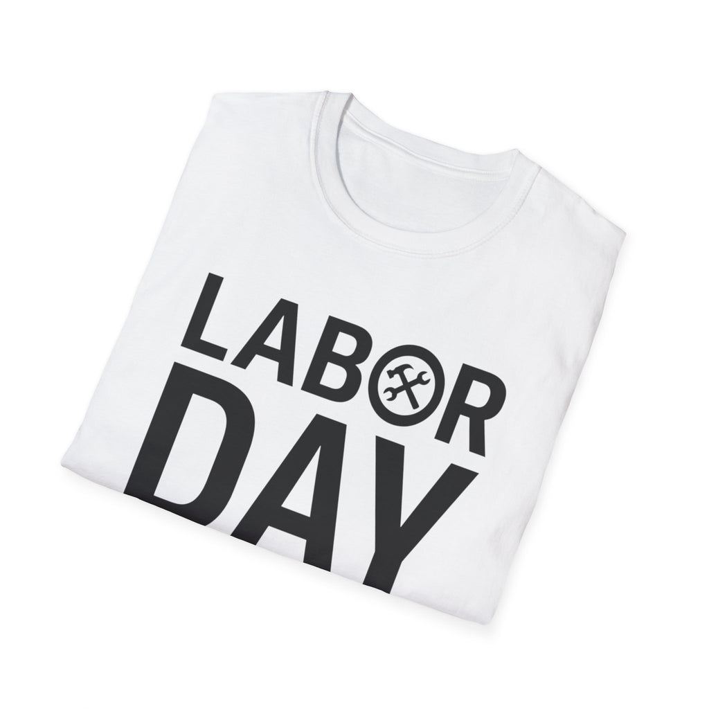 Labor Day Tools Graphic T-Shirt — Bold 'Labor Day' Text with Wrench & Hammer