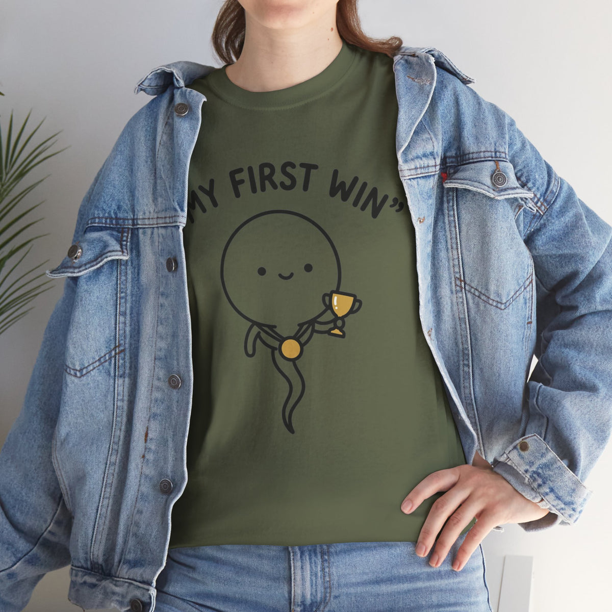 My First Win T-Shirt — Cute Sperm Trophy Graphic Tee
