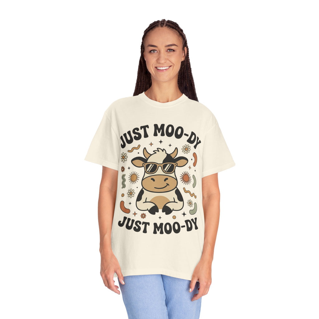 Just Moo-dy Cow T-Shirt — Cute Retro Cow Graphic Tee