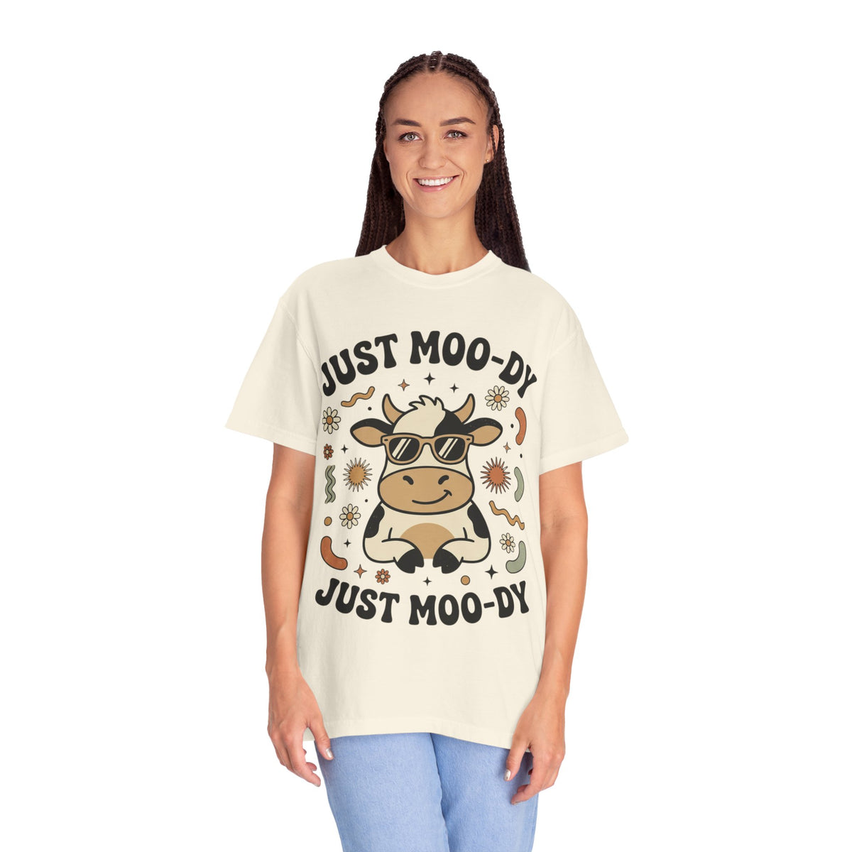 Just Moo-dy Cow T-Shirt — Cute Retro Cow Graphic Tee