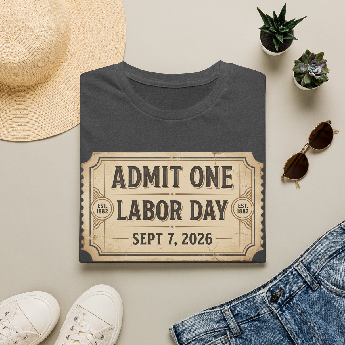 Labor Day 'Admit One' Ticket T-Shirt — Sept 7, 2026 Celebration Tee