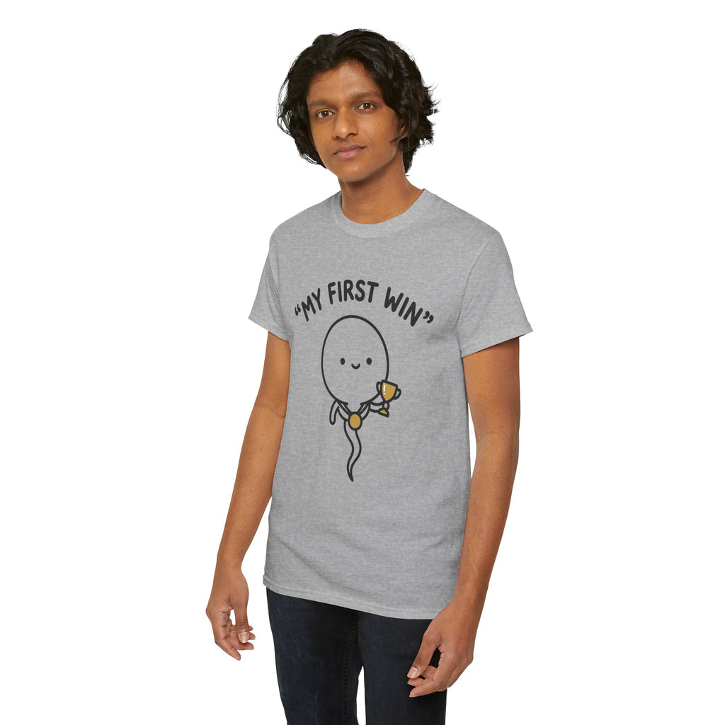 My First Win T-Shirt — Cute Sperm Trophy Graphic Tee