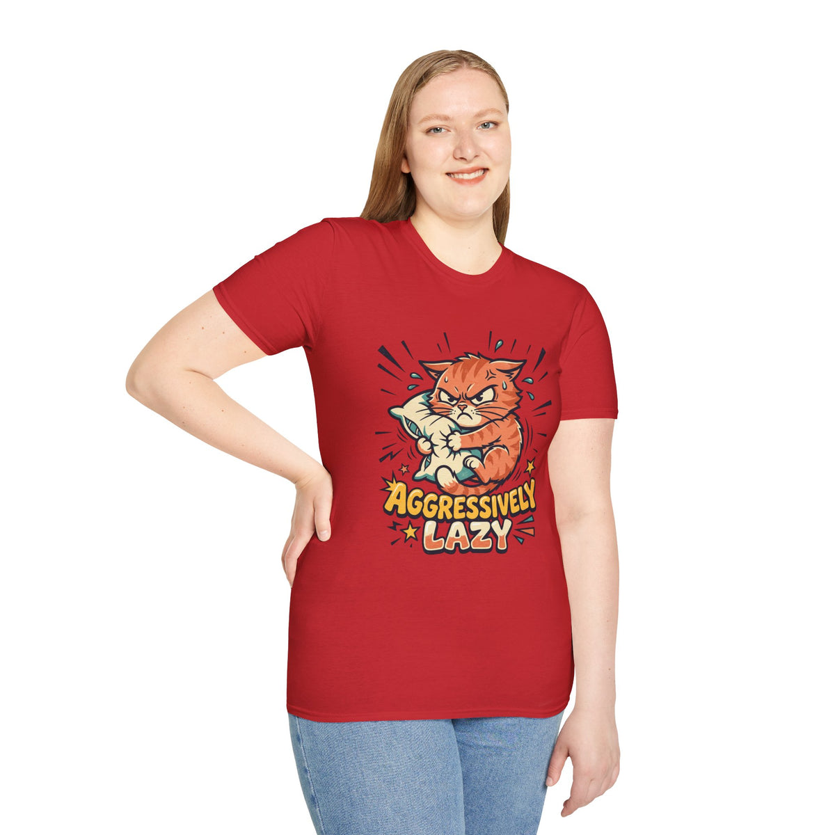 T-Shirt — Aggressively Lazy Cat Graphic Tee