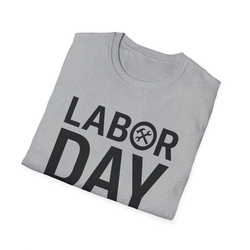 Labor Day Tools Graphic T-Shirt — Bold 'Labor Day' Text with Wrench & Hammer