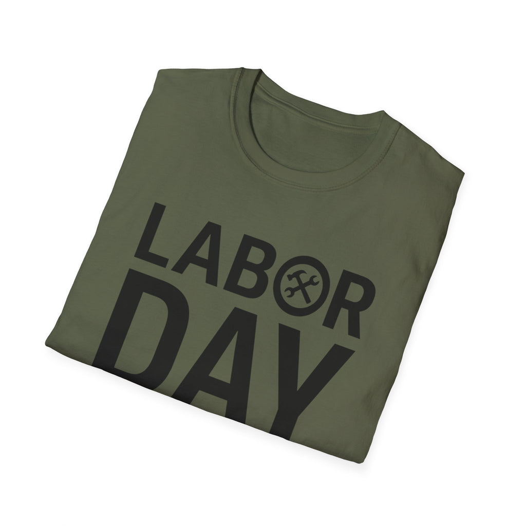 Labor Day Tools Graphic T-Shirt — Bold 'Labor Day' Text with Wrench & Hammer