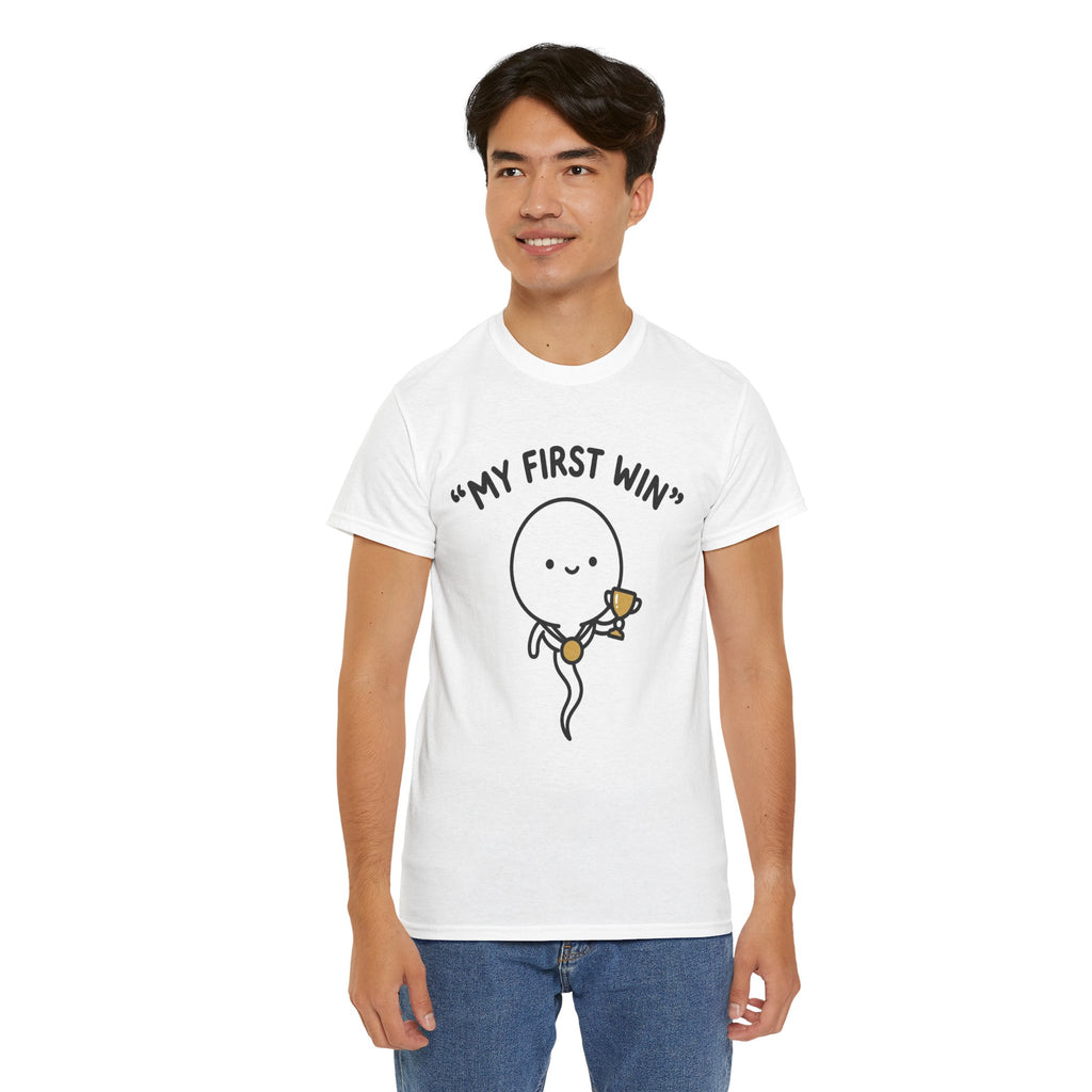 My First Win T-Shirt — Cute Sperm Trophy Graphic Tee