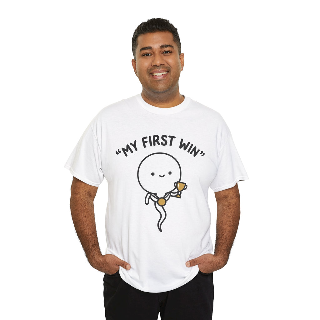 My First Win T-Shirt — Cute Sperm Trophy Graphic Tee