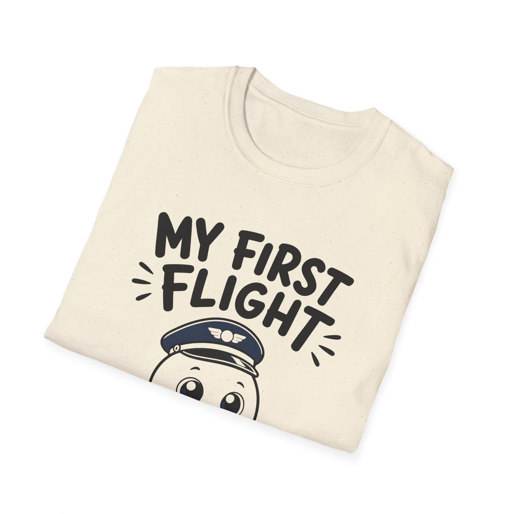 My First Flight T-Shirt — Cute Baby/Infant Travel Tee (Pilot Hat Ghost Design)