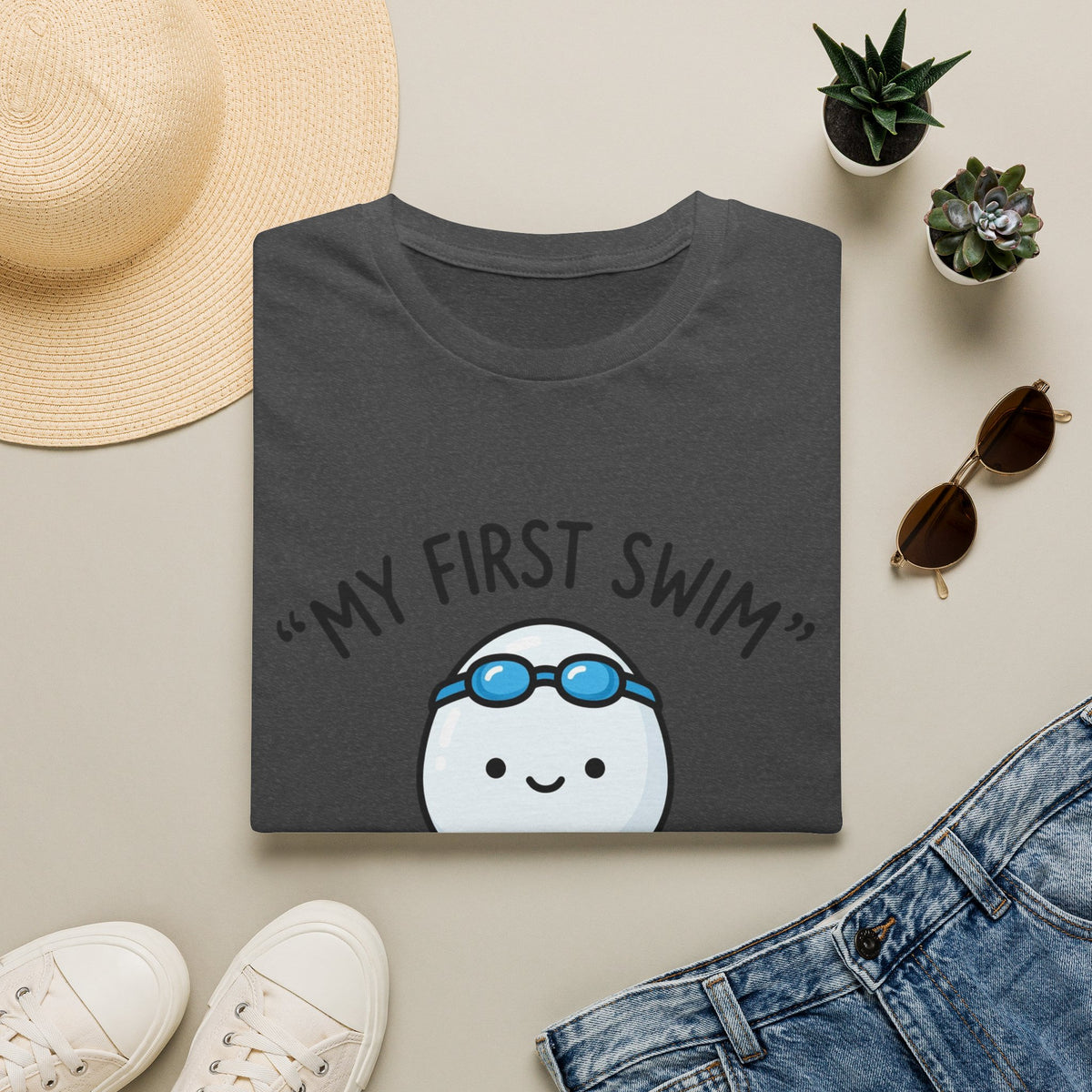 My First Swim Baby Sperm Cartoon T-Shirt — Cute Fertility Announcement Tee