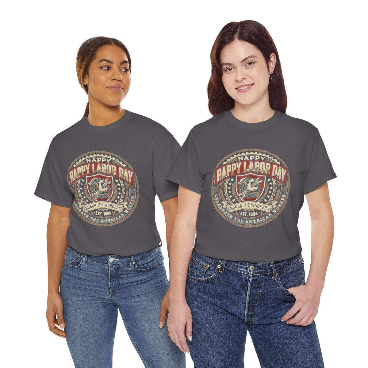 Happy Labor Day Tee – Vintage American Workers Emblem Shirt