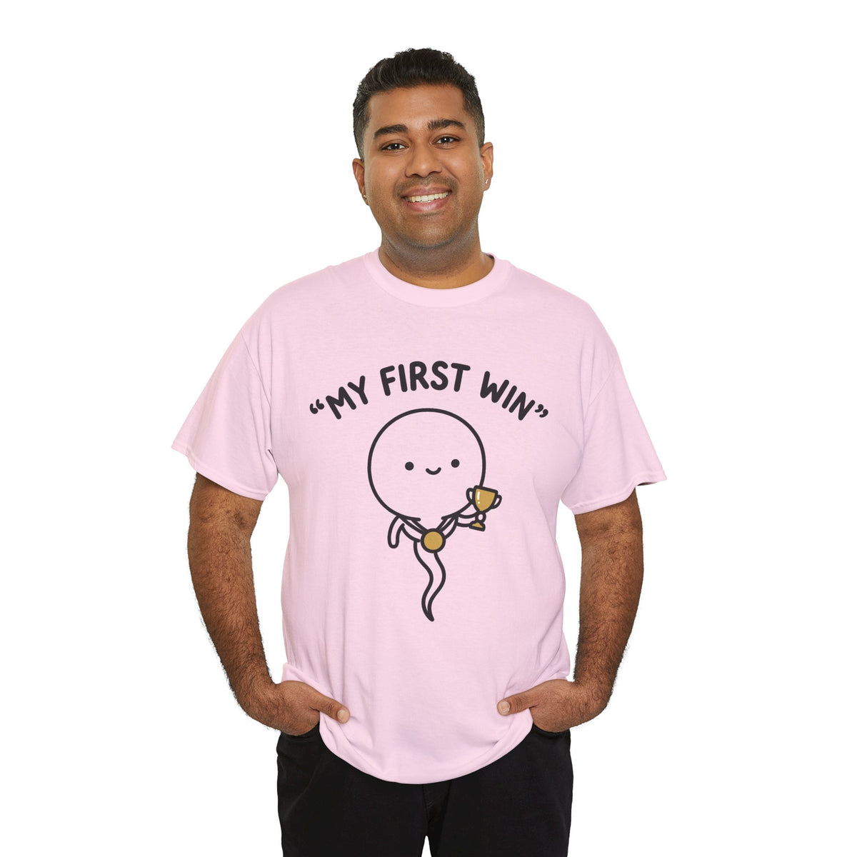 My First Win T-Shirt — Cute Sperm Trophy Graphic Tee