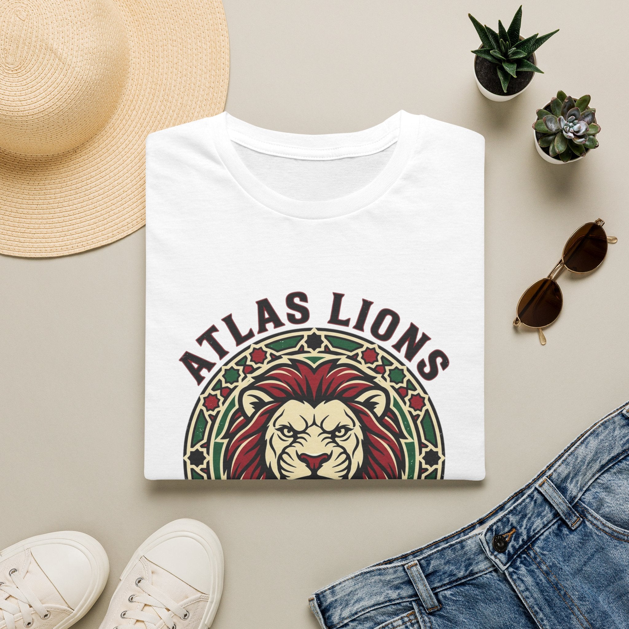 Atlas Lions Morocco 2026 T-Shirt — Lion Crest Soccer Fan Tee