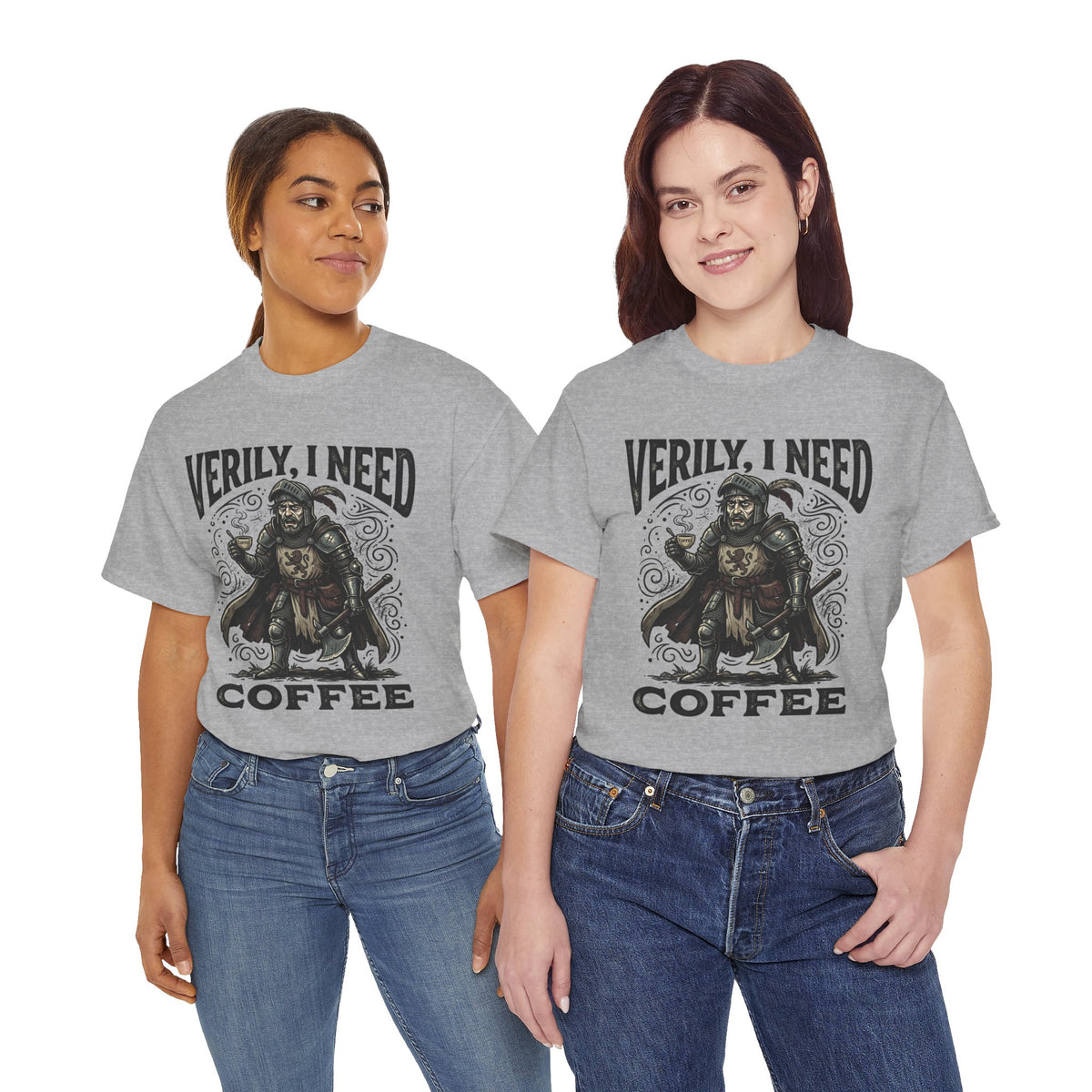 Coffee Viking T‑Shirt — “Verily, I Need Coffee” Medieval Warrior Tee