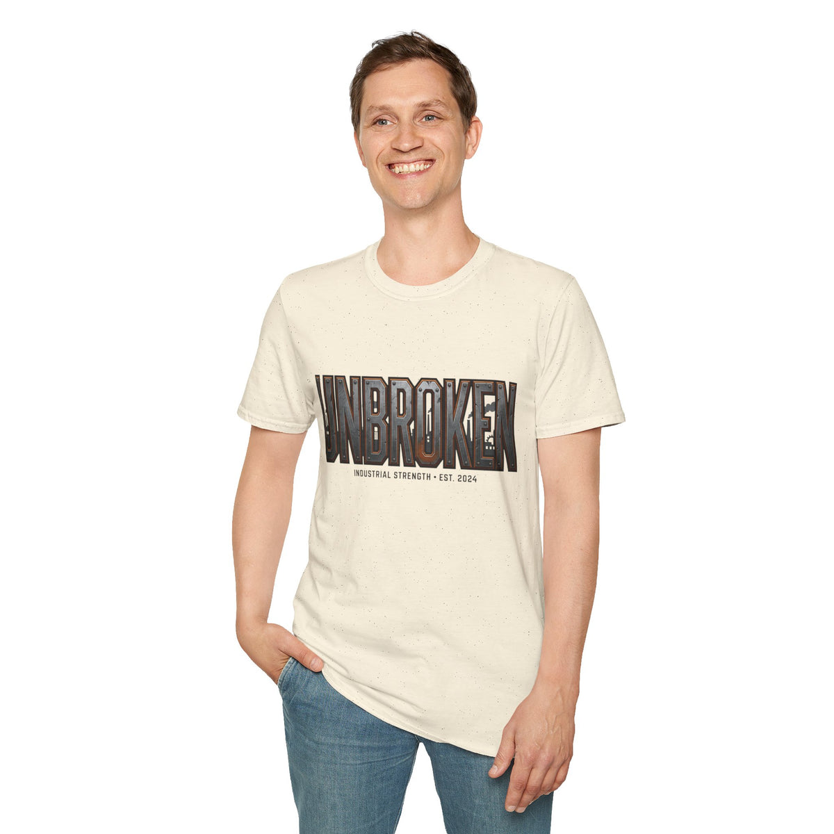 Unbroken Industrial Strength Graphic T‑Shirt — 'UNBROKEN' Bold Chest Design
