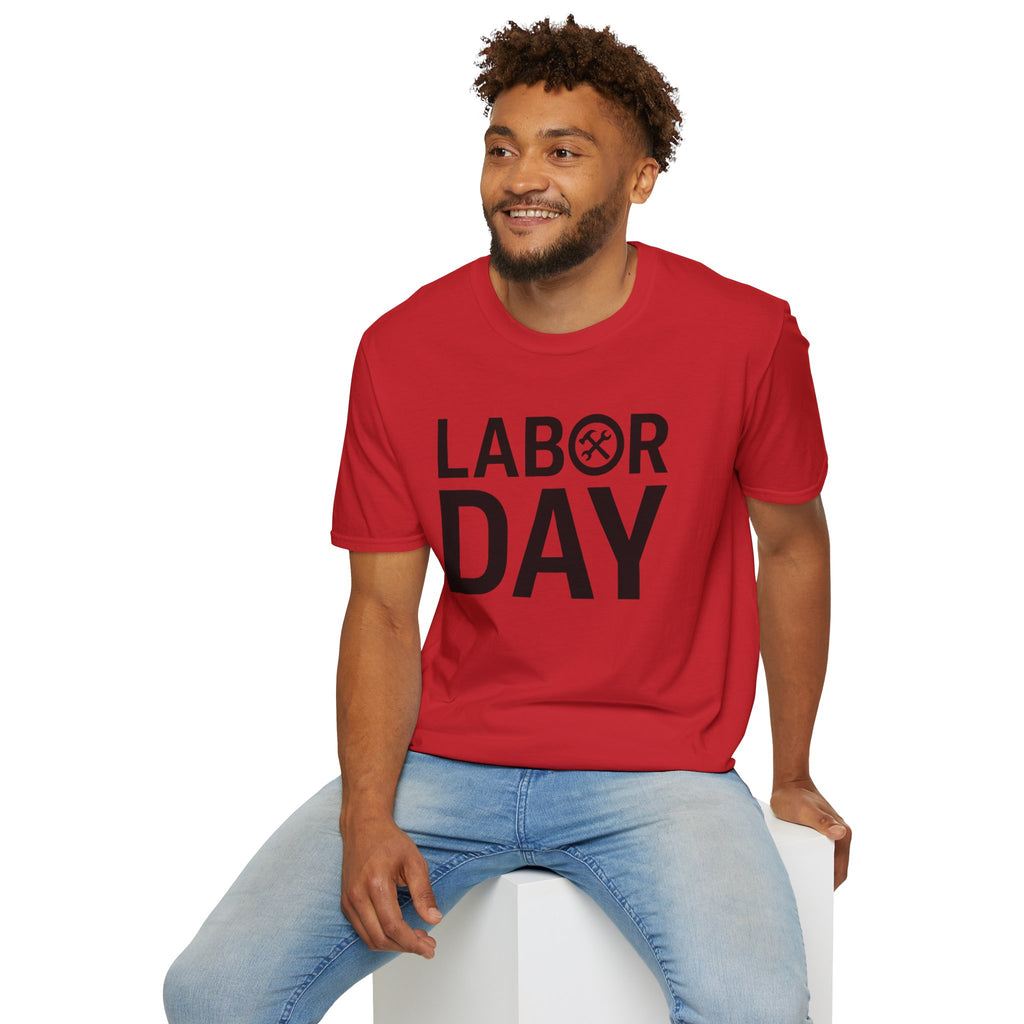 Labor Day Tools Graphic T-Shirt — Bold 'Labor Day' Text with Wrench & Hammer