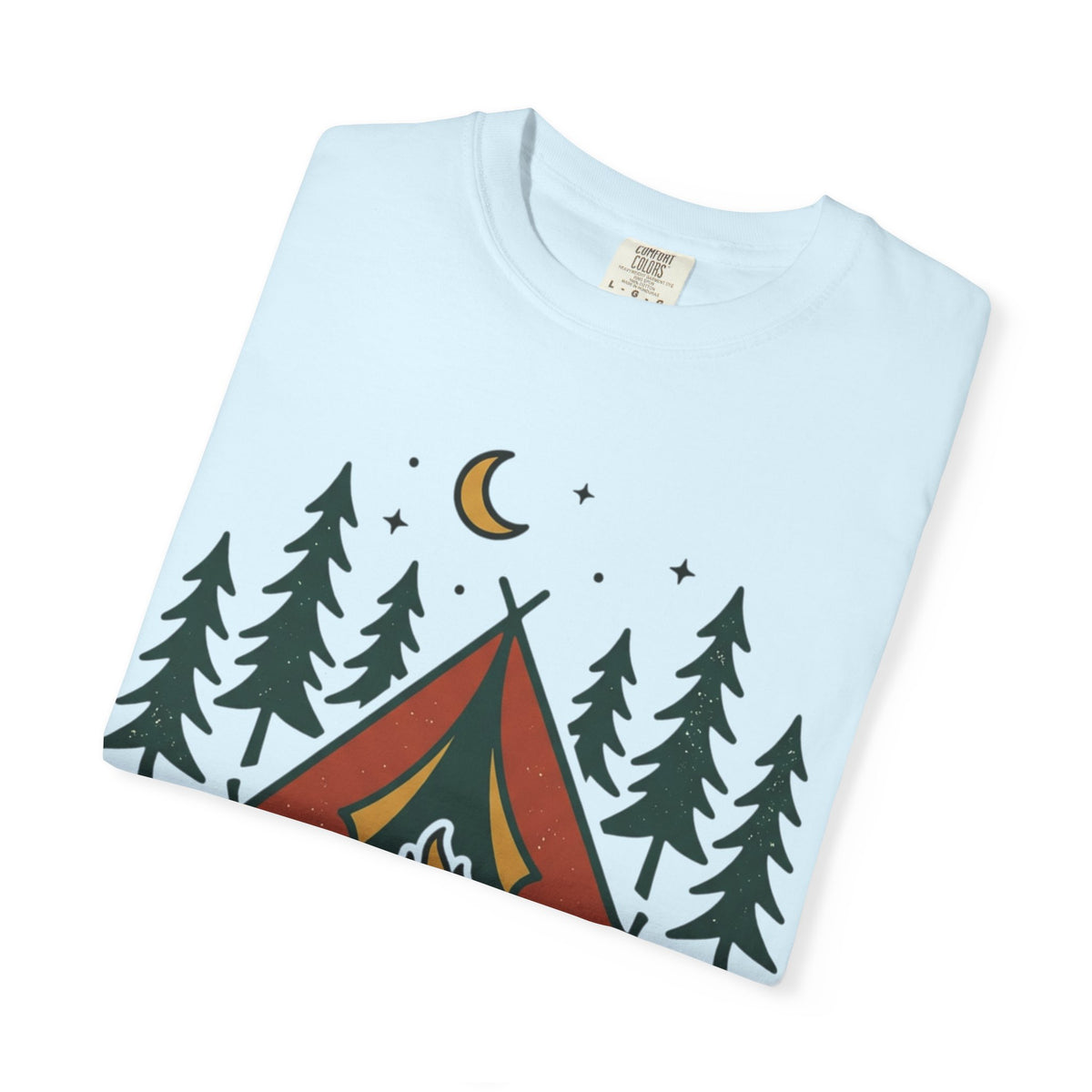 Camping T-Shirt — "Offline and Outside" Tent & Campfire Graphic