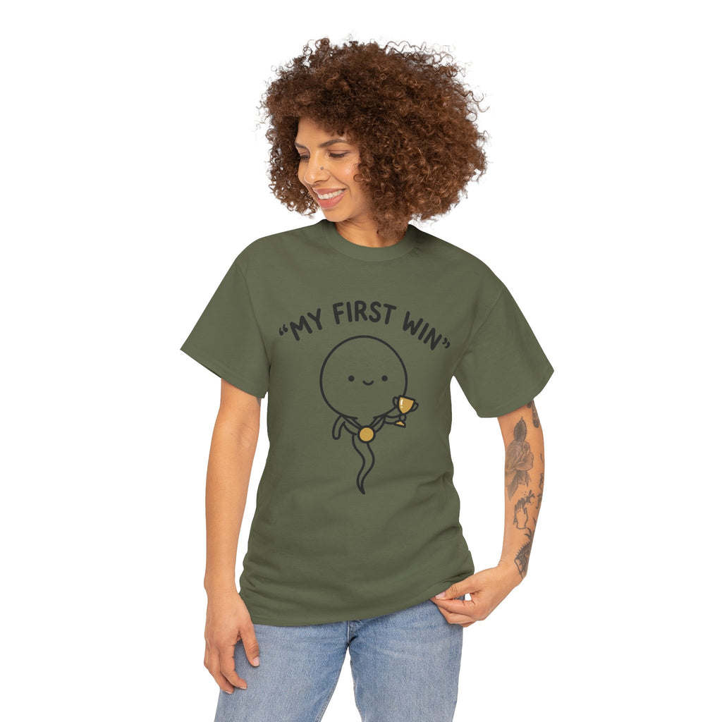 My First Win T-Shirt — Cute Sperm Trophy Graphic Tee