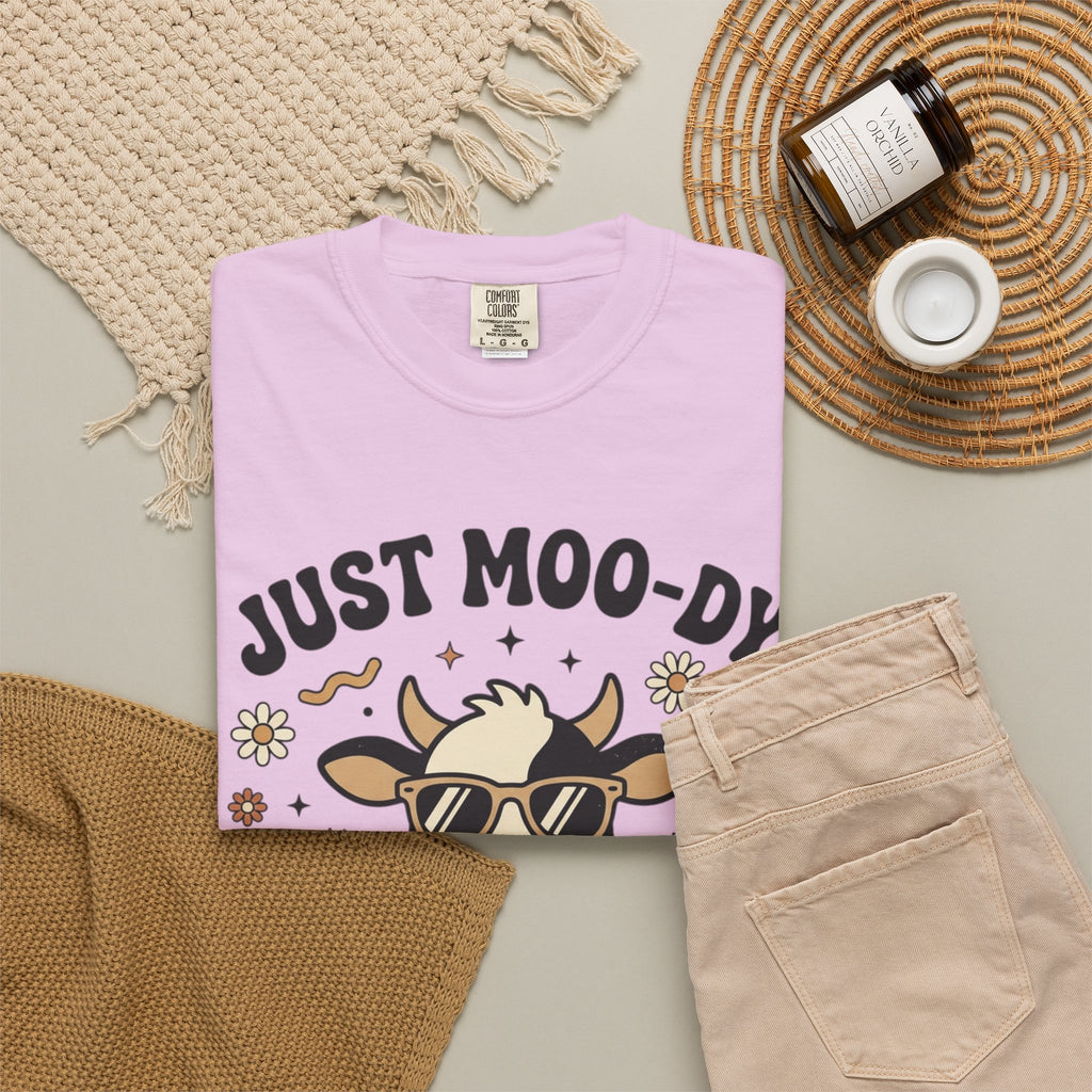 Just Moo-dy Cow T-Shirt — Cute Retro Cow Graphic Tee